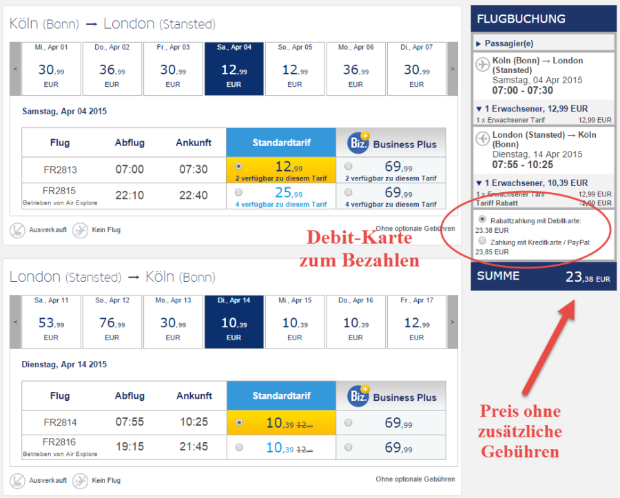 Ryanair Anleitung Keine Gebühren bei der Buchung Urlaubstracker.de