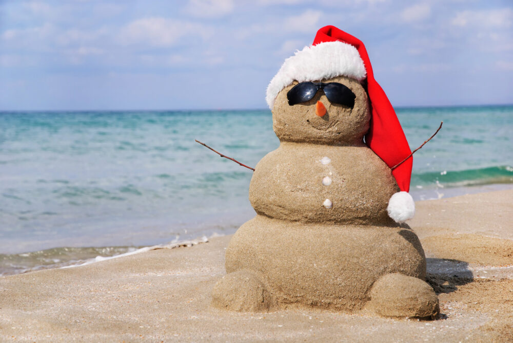 Schneemann Strand Weihnachten