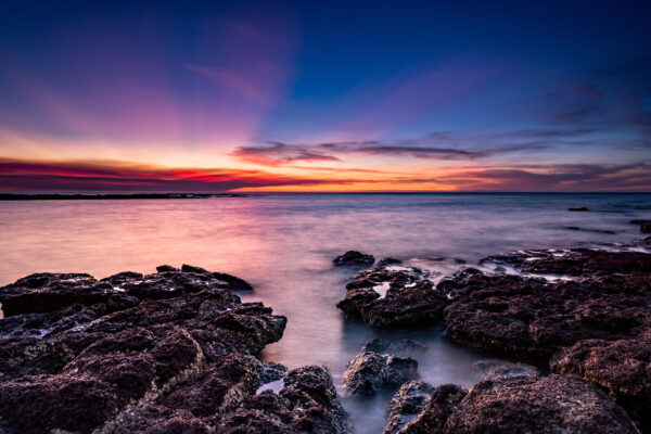 Australien Darwin Sonnenuntergang Steine Meer