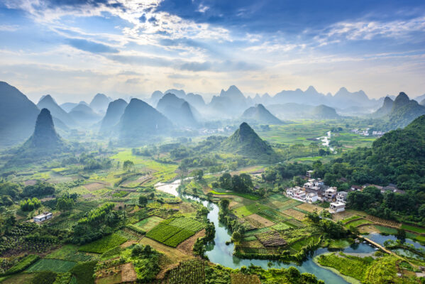 China Landschaft Berge Fluss