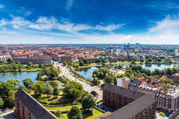 Dänemark Kopenhagen Stadt von oben Ausblick
