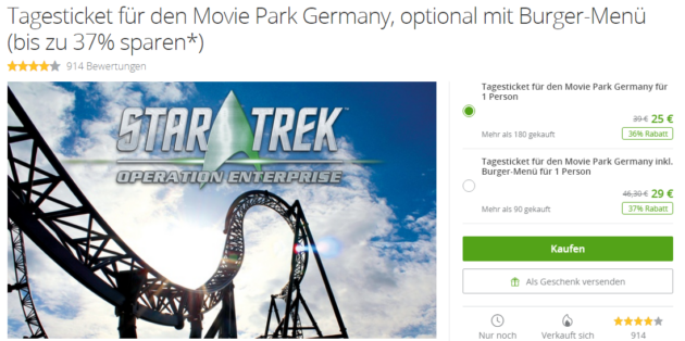 Movie Park Gutschein – nur 25 € für den Eintritt - Urlaubstracker.de