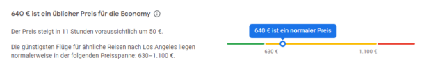 Google Flights Preisentwicklung