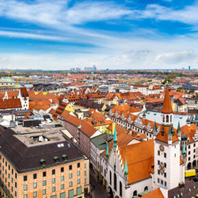 München Marienplatz oben Panorama
