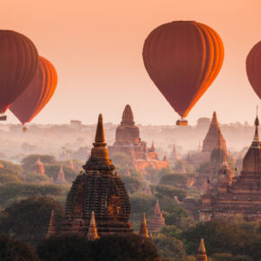 Myanmar Bagan Tempel Heißluftballons