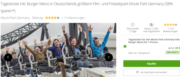 Movie Park Gutschein – nur 25 € für den Eintritt - Urlaubstracker.de