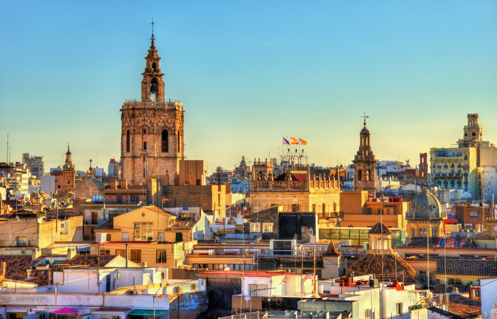 Spanien Valencia Altstadt Luftbild