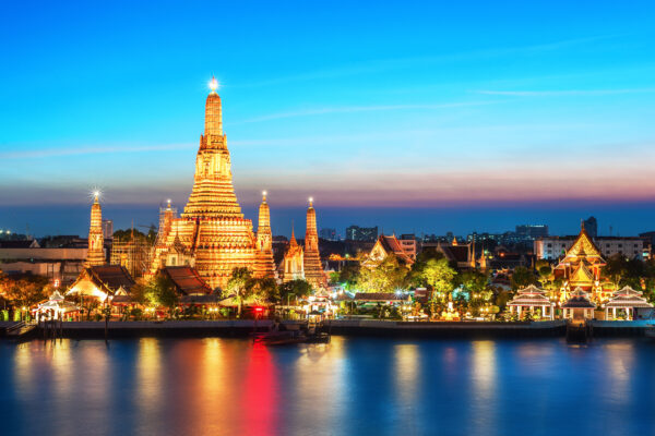 Thailand Bangkok Wat Arun Tempel Spiegelung