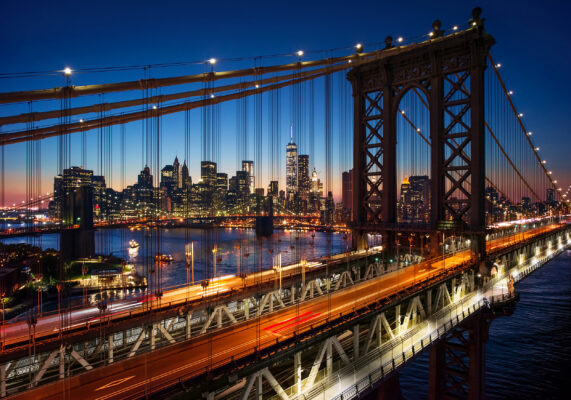USA New York Bridge Nacht
