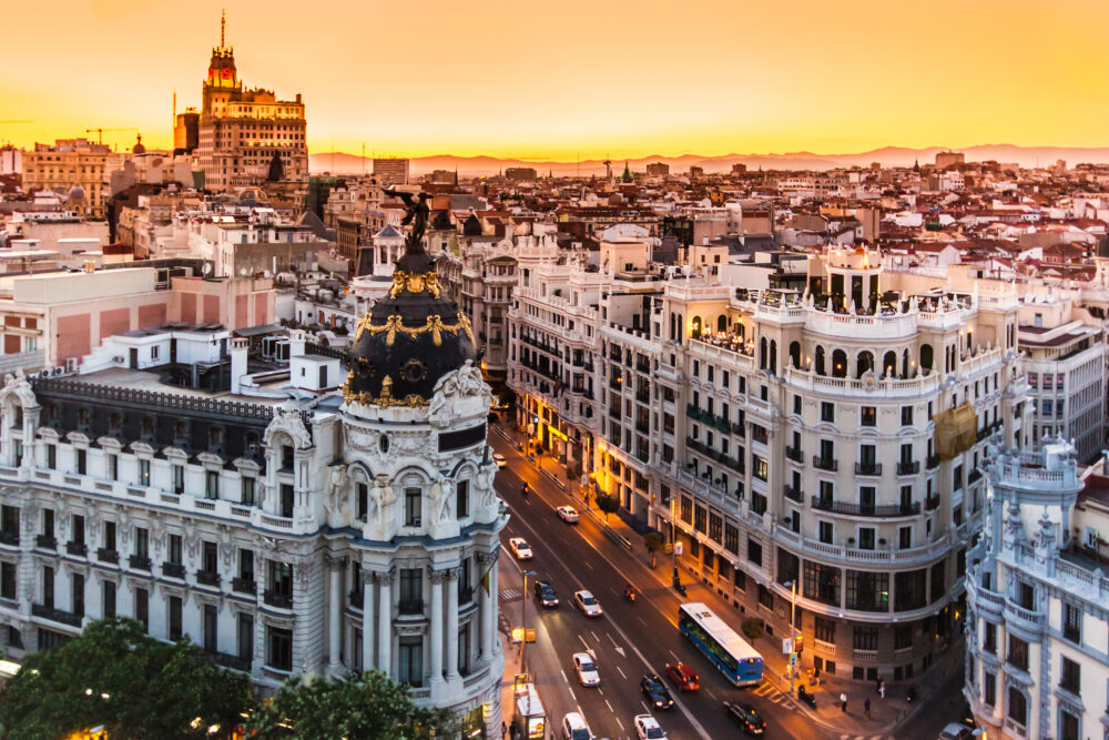 Spanien Madrid Panoramablick Gran Via