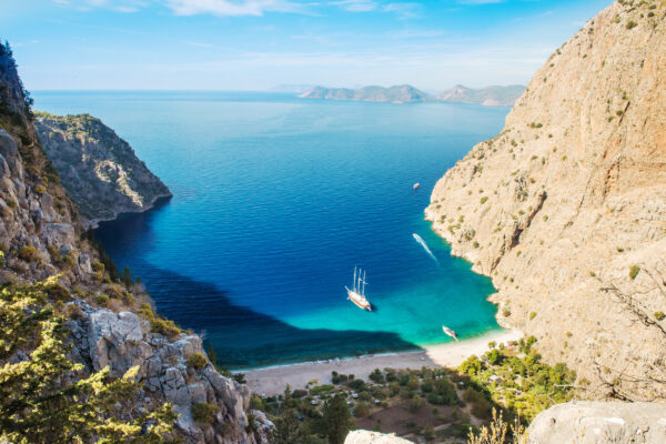 Türkei Oludeniz Bucht Schiff