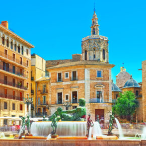 Spanien Valencia Rio Turia Fontäne