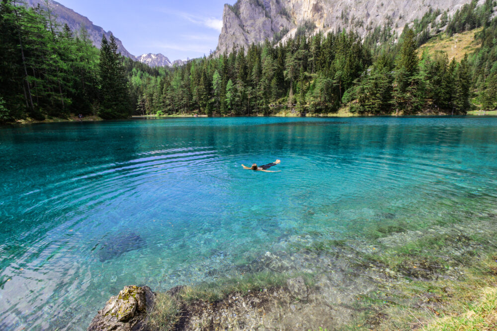 Österreich Steiermark Grüner See Frau