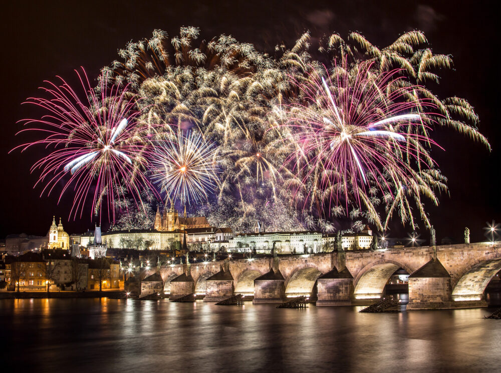 Tschechien Prag Silverster Feuerwerk