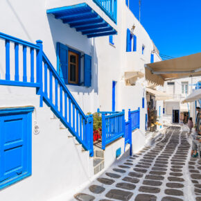 Traum in blau und weiß: 8 Tage Mykonos im strandnahen 4* Hotel mit Frühstück & Flug für 264€