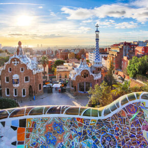 Spanien Barcelona park Guell Sonnenaufgang