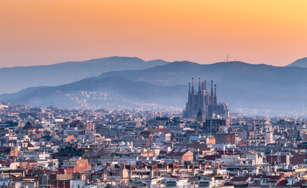 Spanien Barcelona Sonnenaufgang