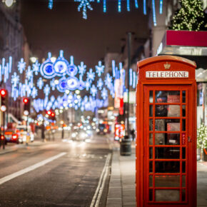 England London Phone Box Christmas
