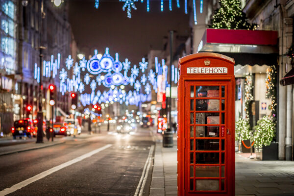 England London Phone Box Christmas