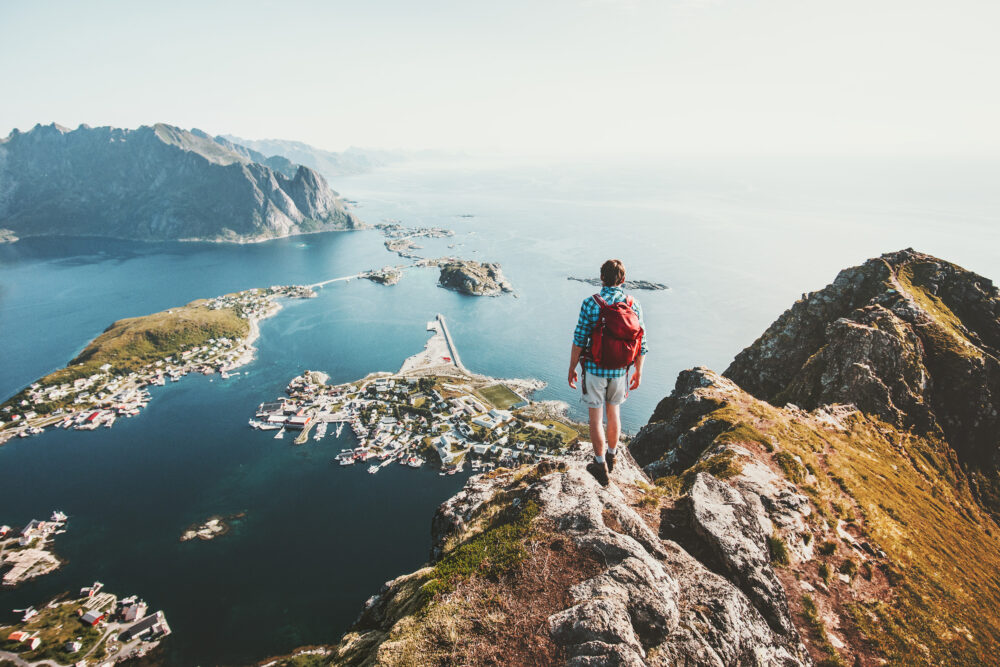 Norwegen Lofoten Mensch