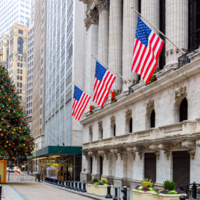 USA New York Central Winter Flaggen Baum