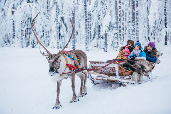 Weihnachtsmanndorf Lappland Rentier Schlitten