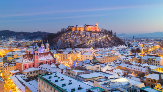 Slowenien Ljubljana Schnee
