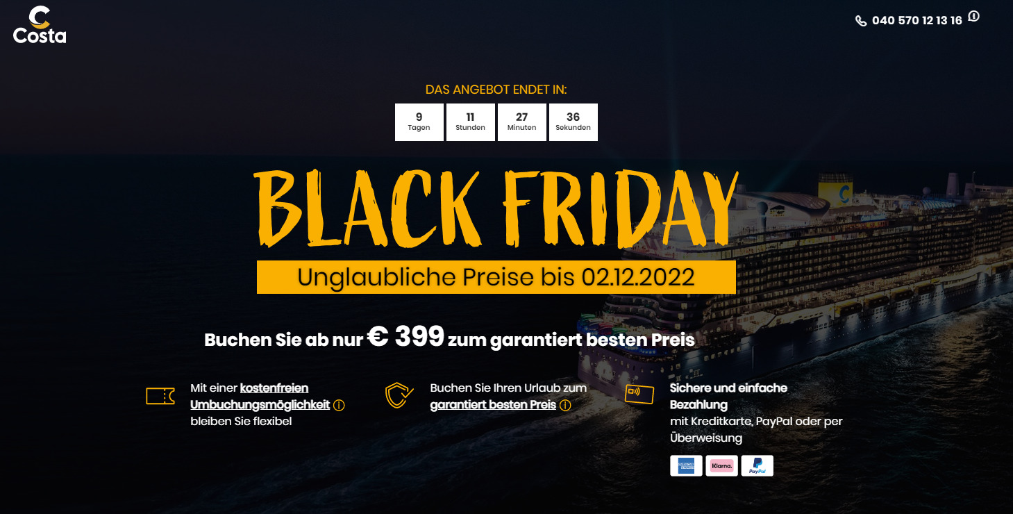 Black Friday Aktion bei Costa Kreuzfahrten: 8 Tage Kreuzfahrt mit ...