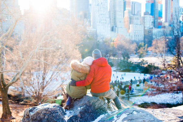 New York Winter Schnee Paar