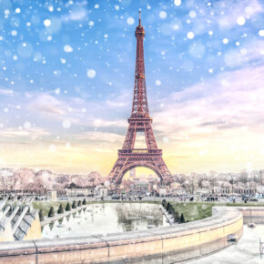 Frankreich Paris Eiffelturm Schneeflocken