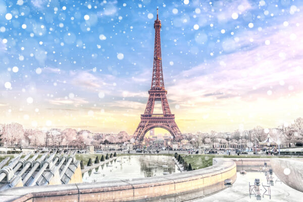 Frankreich Paris Eiffelturm Schneeflocken