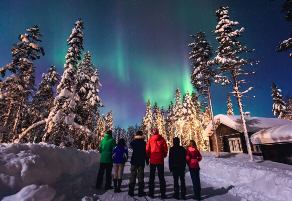 Norwegen Polarlichter Menschen