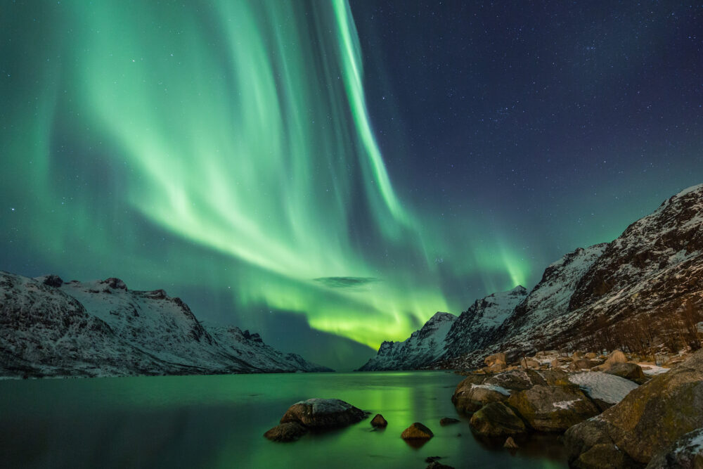 Norwegen Polarlichter See