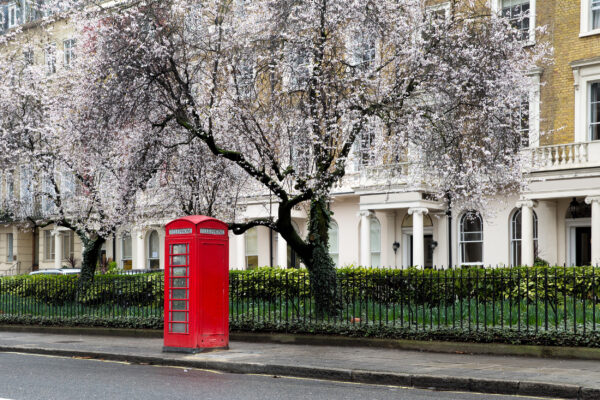 Großbritannien London Frühling Telefonzelle