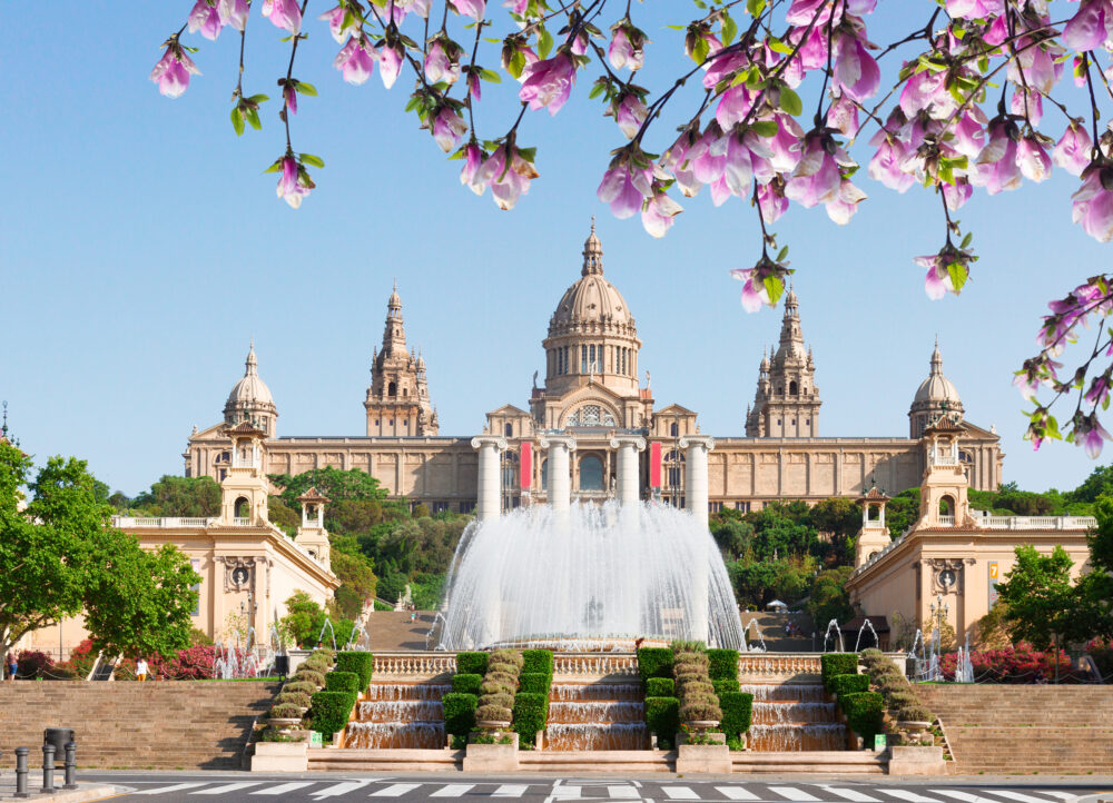 Spanien Barcelona Frühling Spanischer Platz