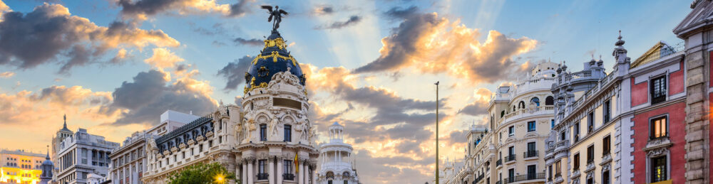 Spanien Madrid Calle de Alcala Gran Via Panorama