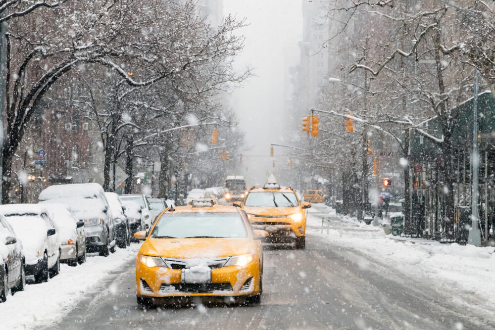 USA New York Taxi Schnee