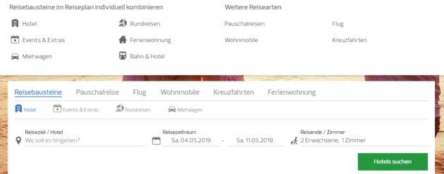 DERTOUR Suchmaske