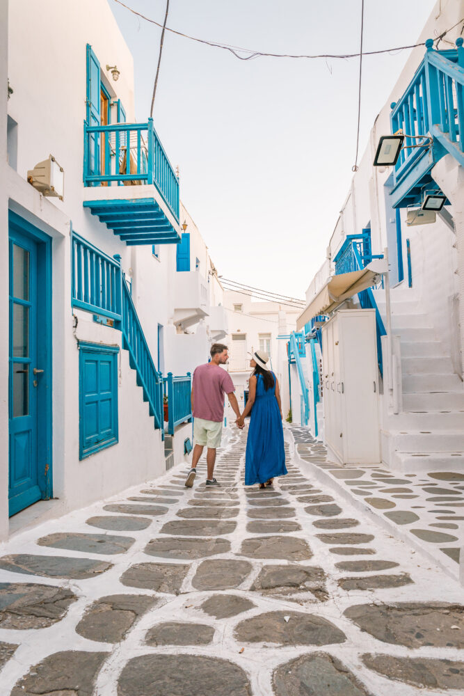 Griechenland Mykonos Altstadt Pärchen