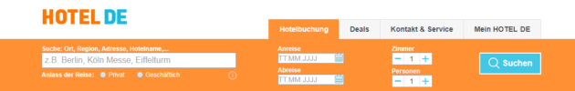 Hotel.de Suche