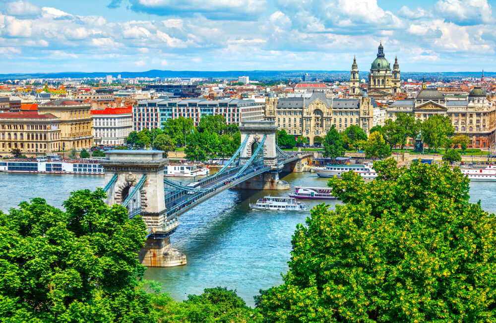 Ungarn Budapest Chain Bridge Danube River