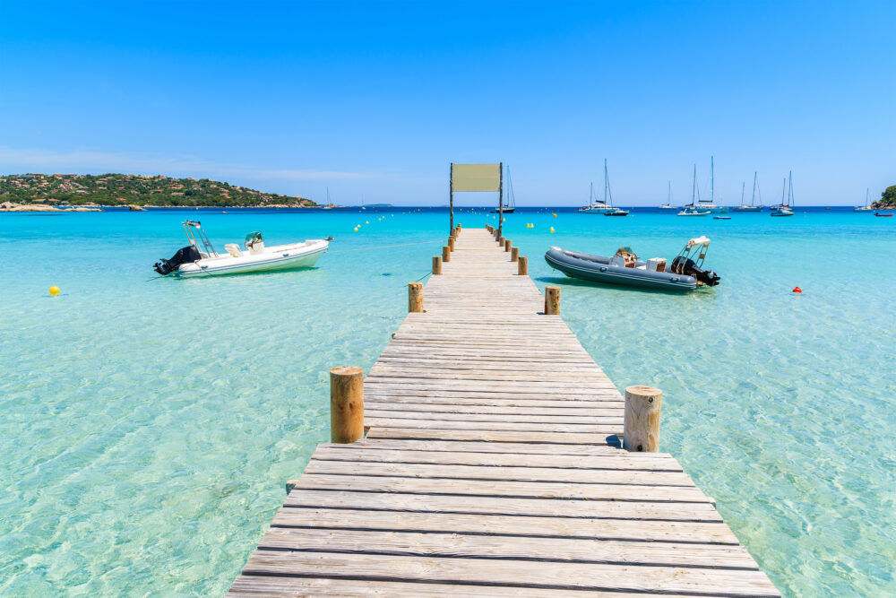 Frankreich Korsika Santa Guilia Strand Steg