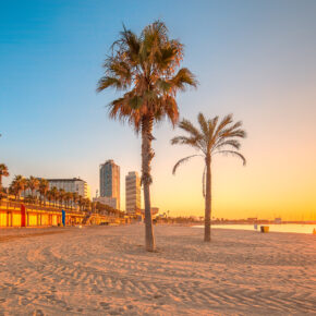 Spanien Barcelona Beach Sonnenuntergang