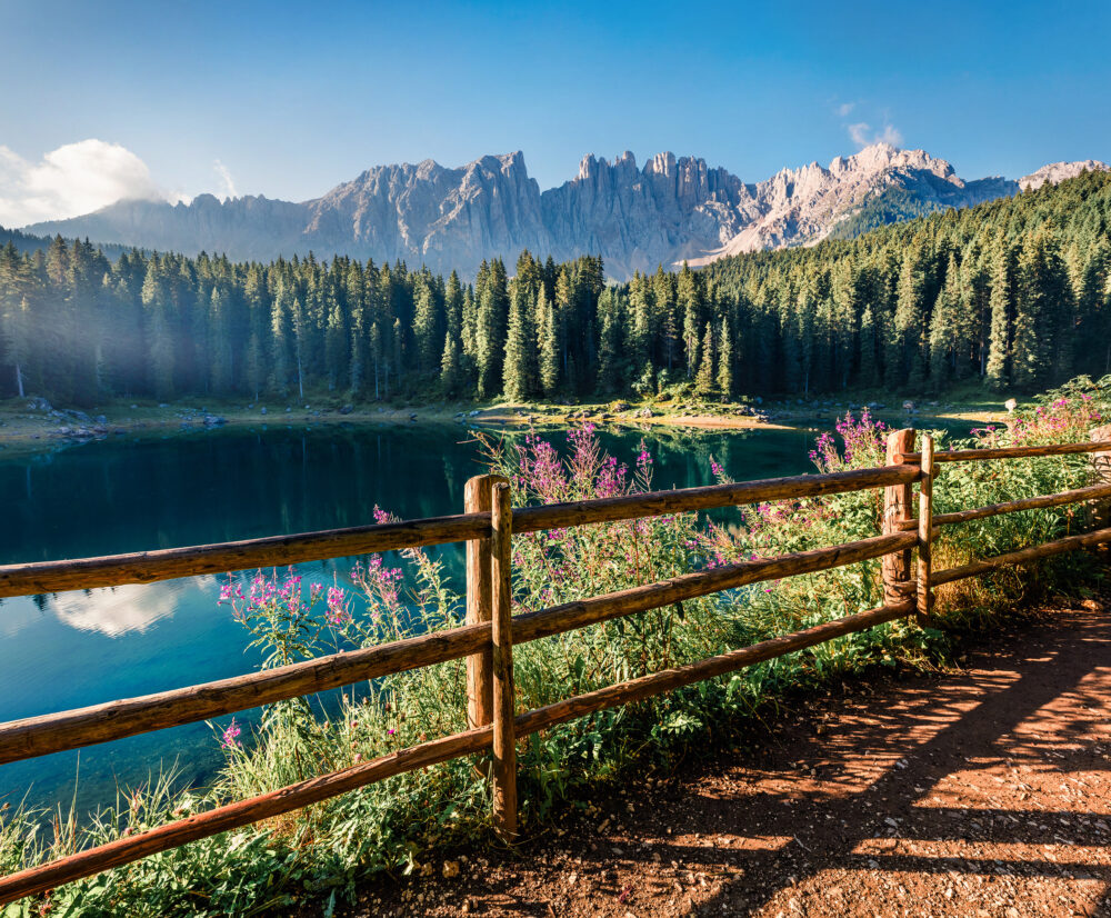 Italien Dolomiten Karersee Aussicht