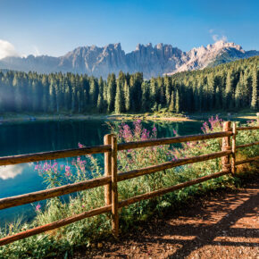 Italien Dolomiten Karersee Aussicht