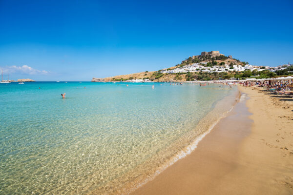 Griechenland Rhodos Ausblick Sandstrand