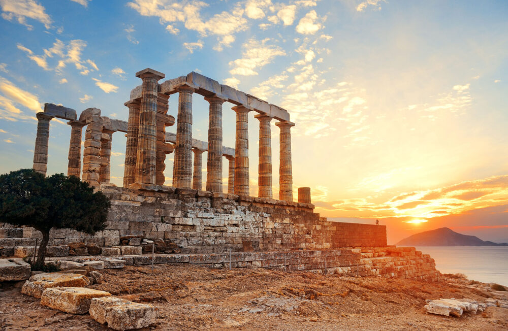 Griechenland Athen Sonneuntergang Poseidon Tempel