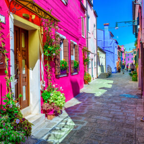 Italien Venedig Burano Bunte Häuser