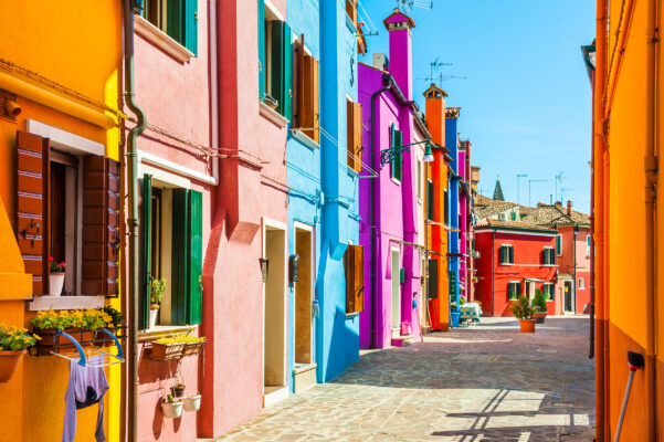 Italien Venedig Burano Insel Farbige Häuser