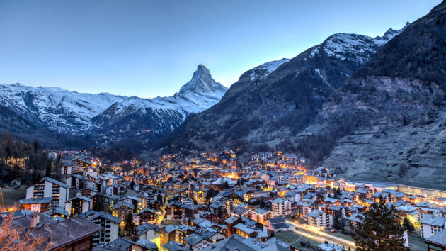 Schweiz Zermatt Matterhorn Abend